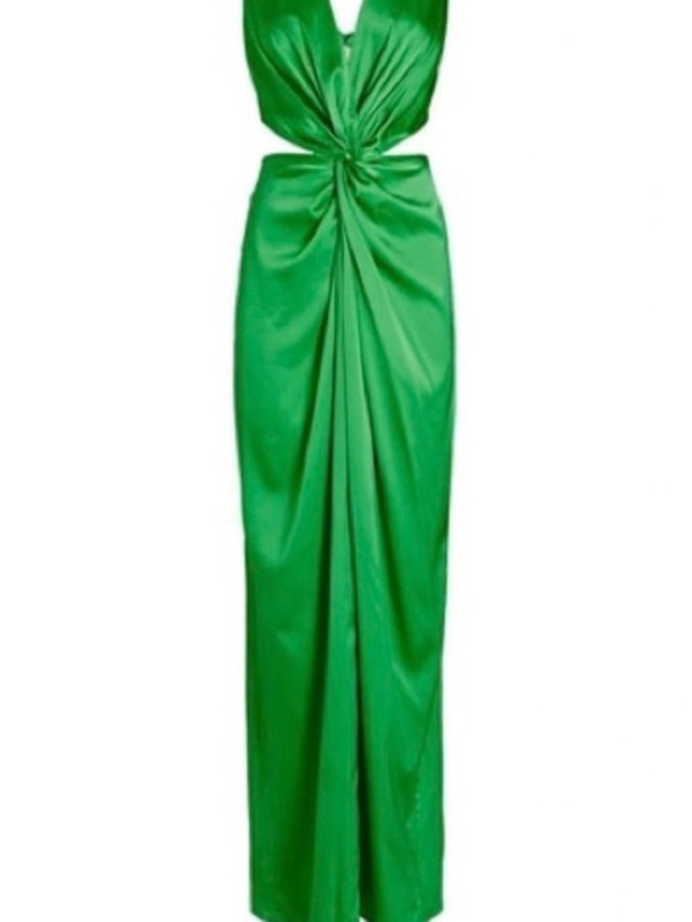 INTERMIX Emerald Green Satin Twist Maxi Dress